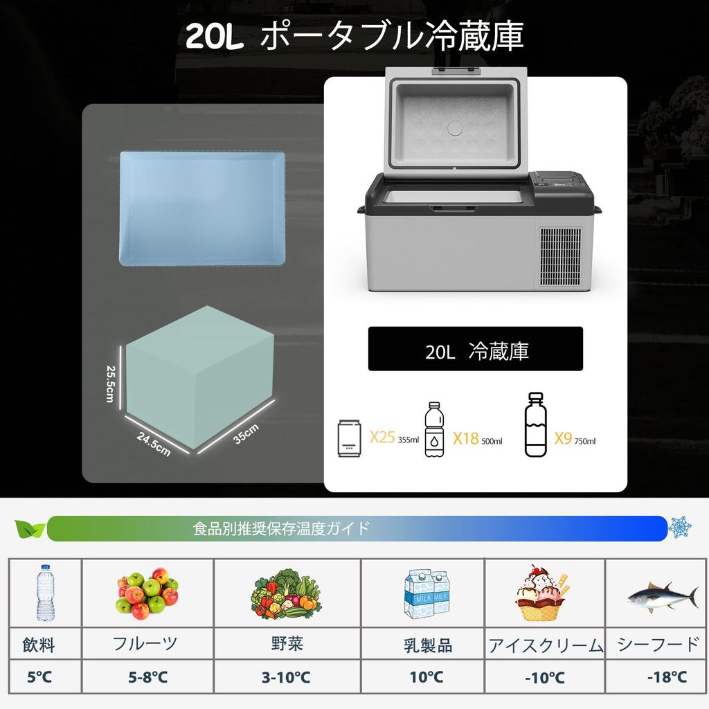 Alpicool Portable Refrigerator Y19E 20L Car To Compressor Quick Ideal for Car and Home Outdoor and PSE Certified (Built-in) Refrigerator/Freezer,