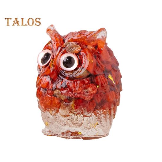 Украшение в виде совы из натурального хрусталя, ручная работа, фигурка совы из смолы с кристальным гравием внутри, коллекционное красочное украшение в виде совы для домашнего декора, исцеления Рейки