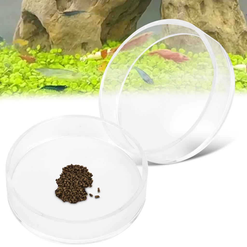 2PCS Aquarium Shrimp Feeding Dish Bowls Acrylic Fish Tank Feeder Round for Pet Turtle