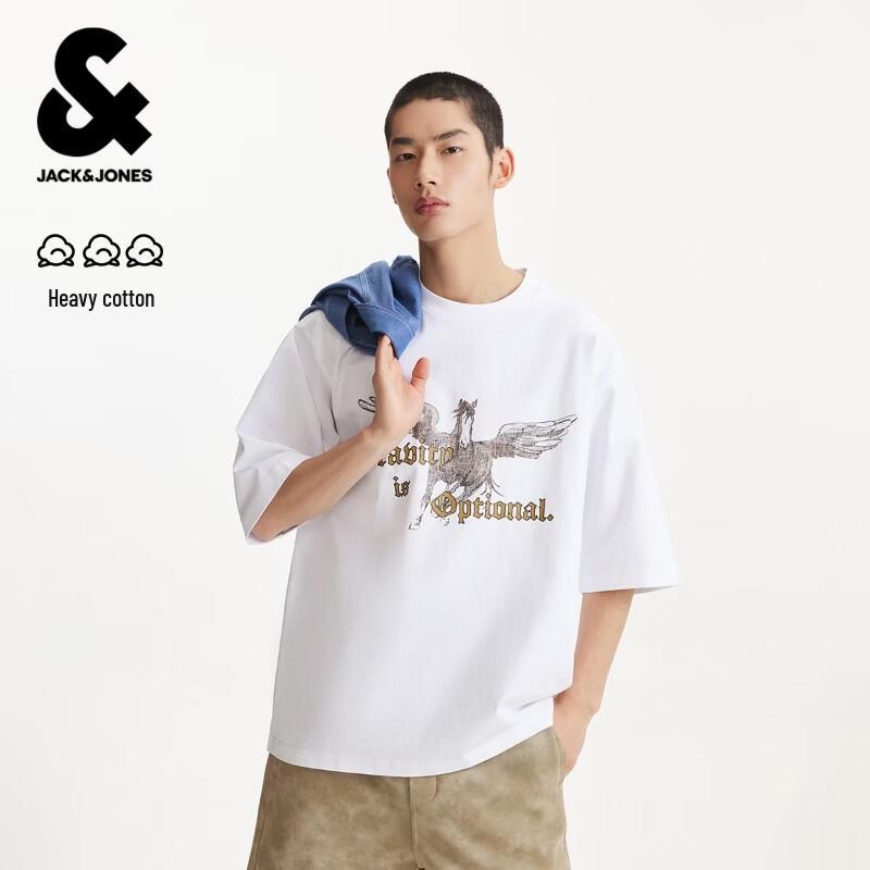 Jack&Jones Мужская футболка с коротким рукавом свободного кроя с принтом букв