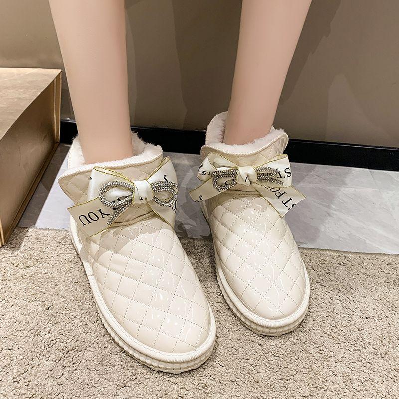 Ботинки для снега из натуральной мягкой кожи с толстой подошвой, женские, водонепроницаемые, зимние, теплые, с утолщенным хлопком, короткие ботинки из натуральной кожи