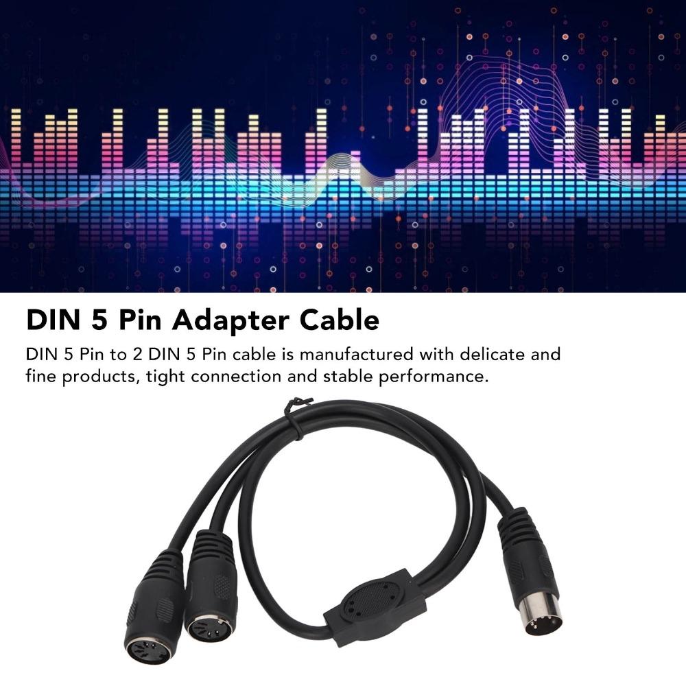 High Accuracy DIN 5 Pin Male to 2 DIN 5 Pin Female Cable Y Splitter Cable Audio Signal Routing