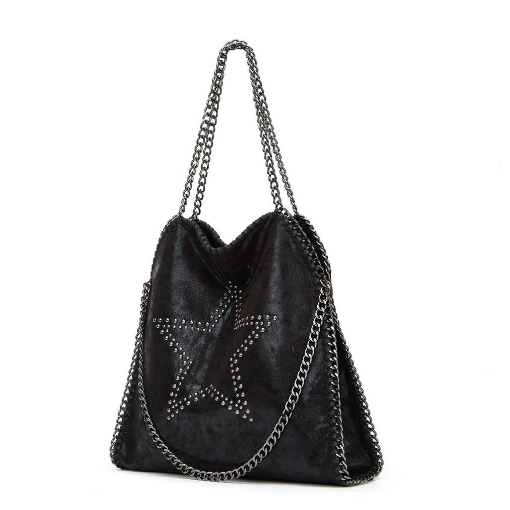 European and American retro five-pointed star willow chain women's bag fashionable women's large-capacity shoulder oblique span portable women's bag