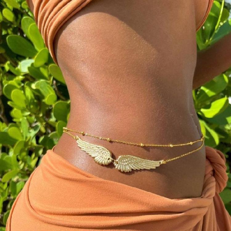 Цепочка на живот для платья, резные узоры, цепочка на талию, цепочка-крыло, ремень, женская цепочка на талию