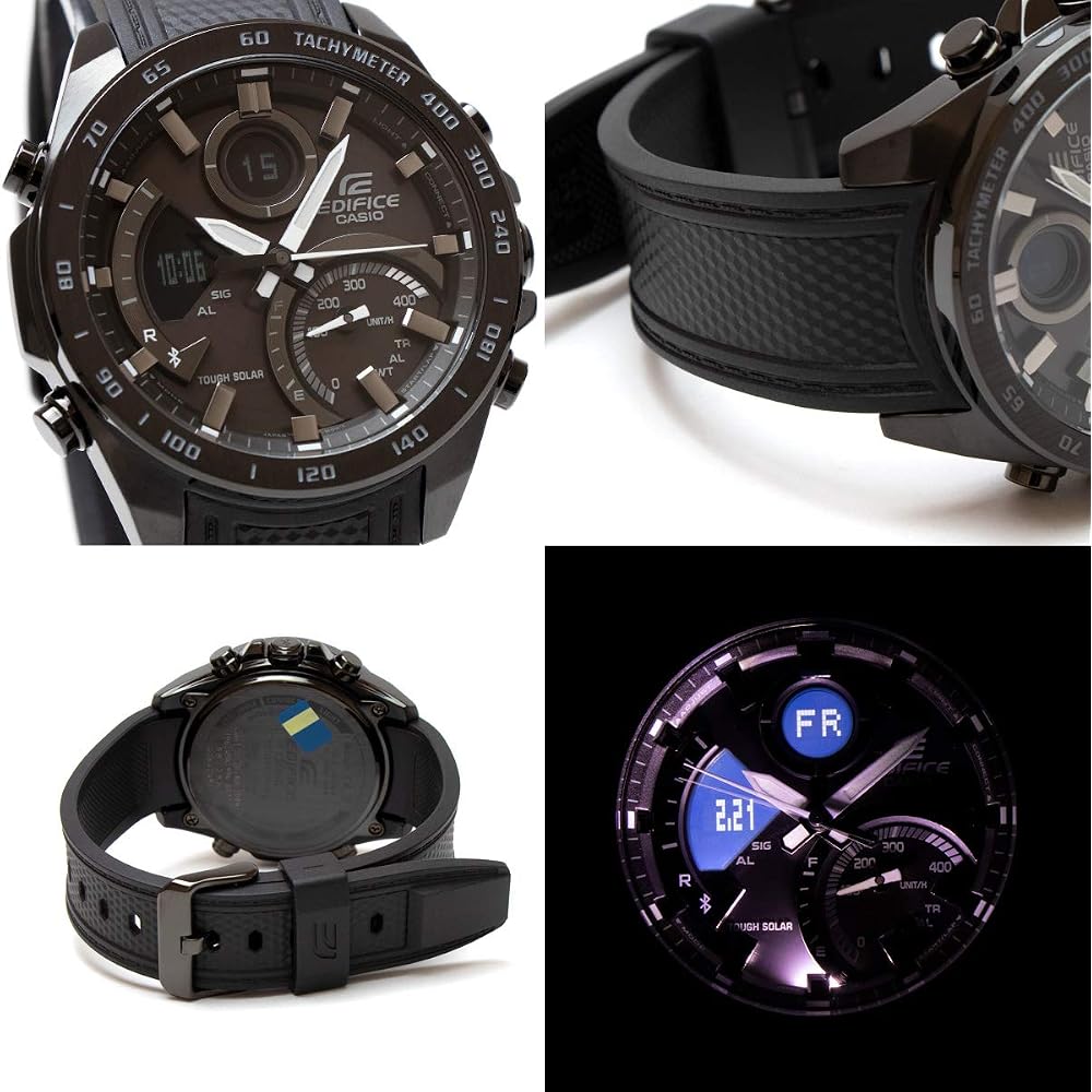 EDIFICE by CASIO: Bluetooth Smartwatch, Tough Solar, ECB-900PB-1A, Chronograph, Calendar, Analog/Digital, Black, Business Watch, Sports Watch, Waterpr