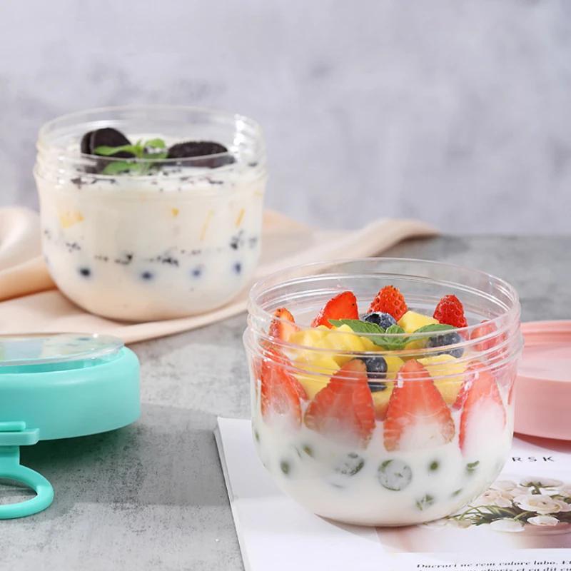 600ml Breakfast Cups with Spoon Oatmeal Salad Nut Yogurt Soup Cup Food Storage Container Microwave Milk Jar Bento Box Lunch Box