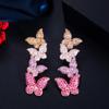 Korean Style Rose Gold Butterfly Zircon Earrings with S925 Silver Needle