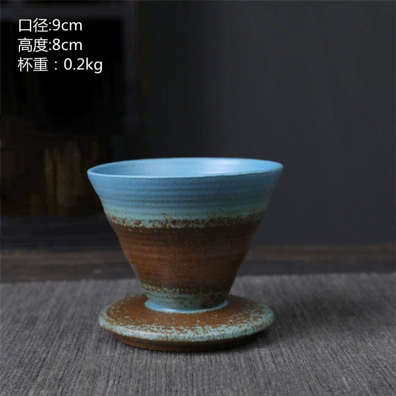 Японская ручная работа Грубая керамика Кофейная чашка Ретро Креативная глазурь с изменением цвета в печи Керамическая Ручная пробивка Чашка для латте Домашняя офисная чашка
