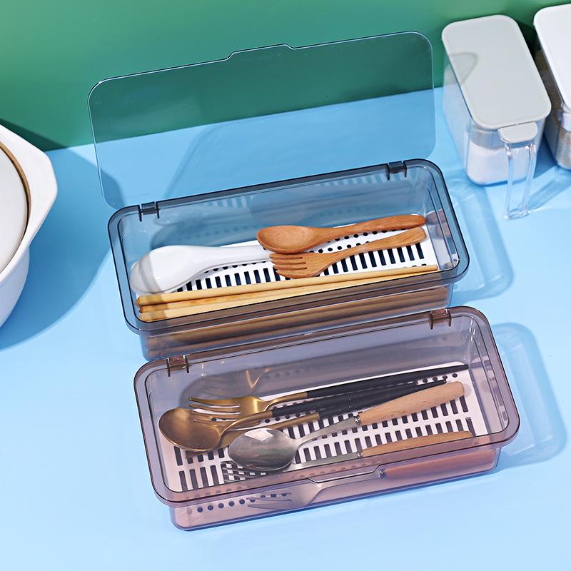 Держатель для палочек для еды с крышкой: Универсальный ящик для хранения столовых приборов, кистей для макияжа и пылезащитный органайзер для дома
