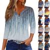 Women's T Shirt Tee Print Button 3/4 Sleeve Knit Sweater Daily Weekend Fashion Basic V- Neck Regular Top