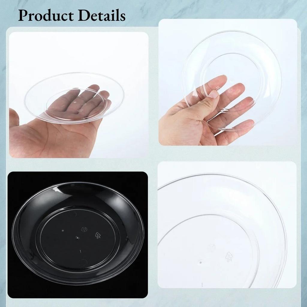 200 Pieces Disposable Clear Plastic Plates For Wedding 5 Inch Round Small Plate Trays For Party Weddings For Catering Hotel Dessert BBQ Picnic
