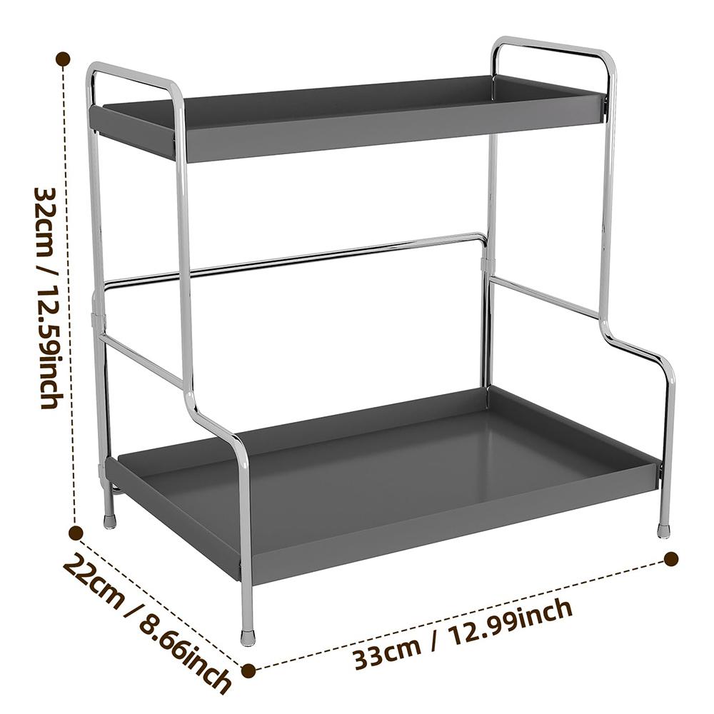 33 x 22 x 32cm Cosmetic Storage Rack Makeup Shelf for Washstand/Countertop Removable Tray Foldable Design