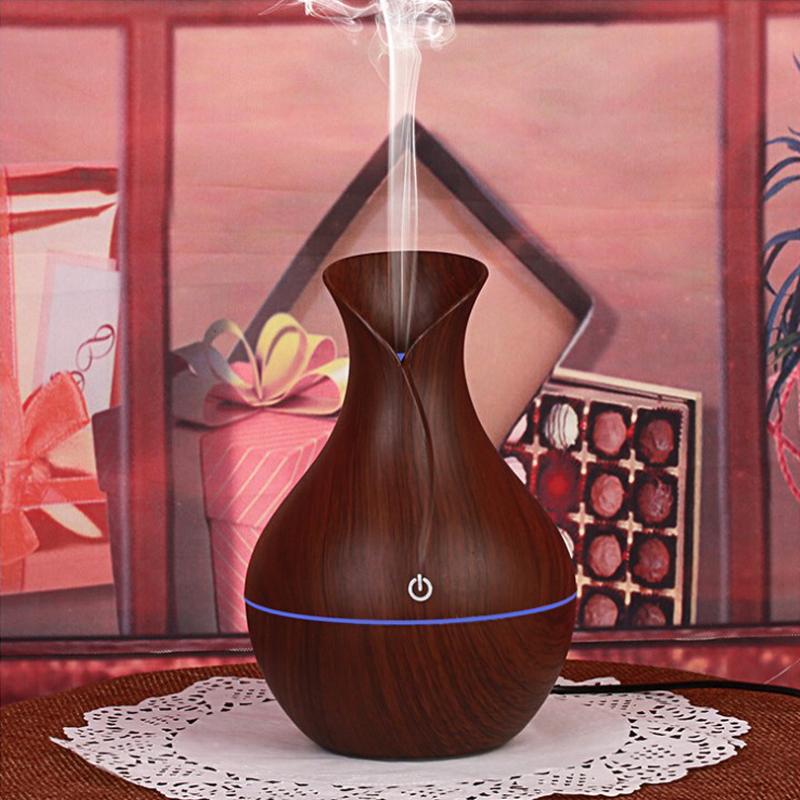 200ML Wood Grain Essential Oil Diffuser Air Humidifier USB 7 Color Light Spray Aromatherapy Humidificador for Home Office Car