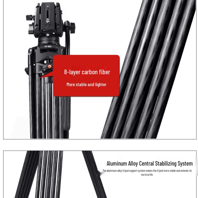 WOPOW Carbon Fiber Camera Tripod with Pan-Tilt Head