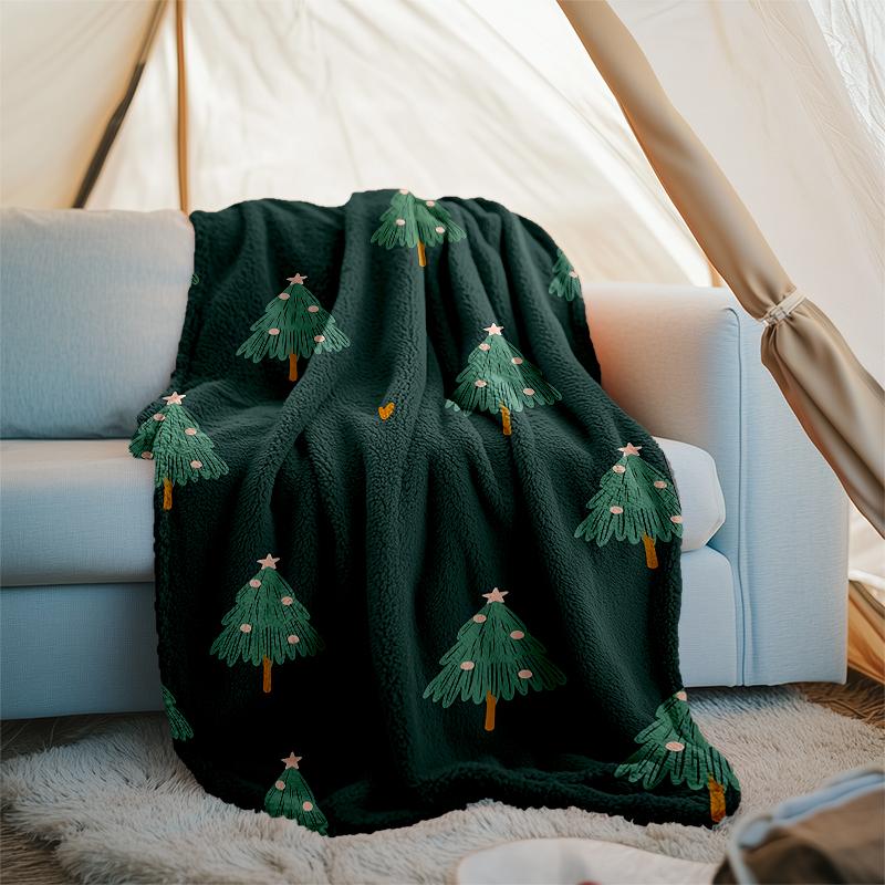 Christmas tree Theme Printed Blanket - Perfect for Couch, Bed, Travel & Outdoor Use | Machine Washable, Cozy & Durable.
