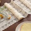 Vintage Lace Table Runner, Rustic Fringed Table Runner, Boho Floral Lace Table Runner with Tassels for Wedding Bridal Shower Dining Table Decoration