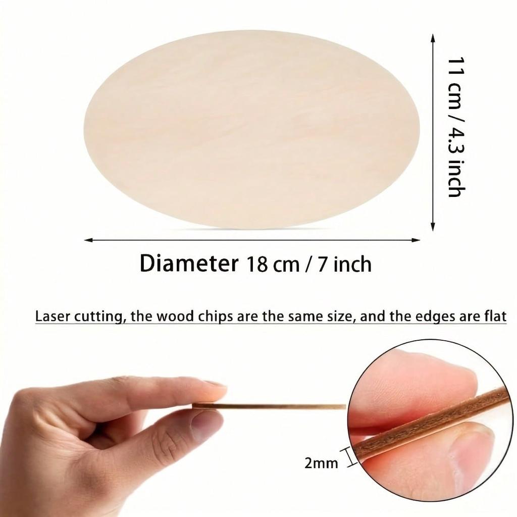 5pcs Oval Craft Unfinished Wood Crafts,Wood Circles For Crafts, Wooden Oval Cutout,Painting And Wedding Decorations