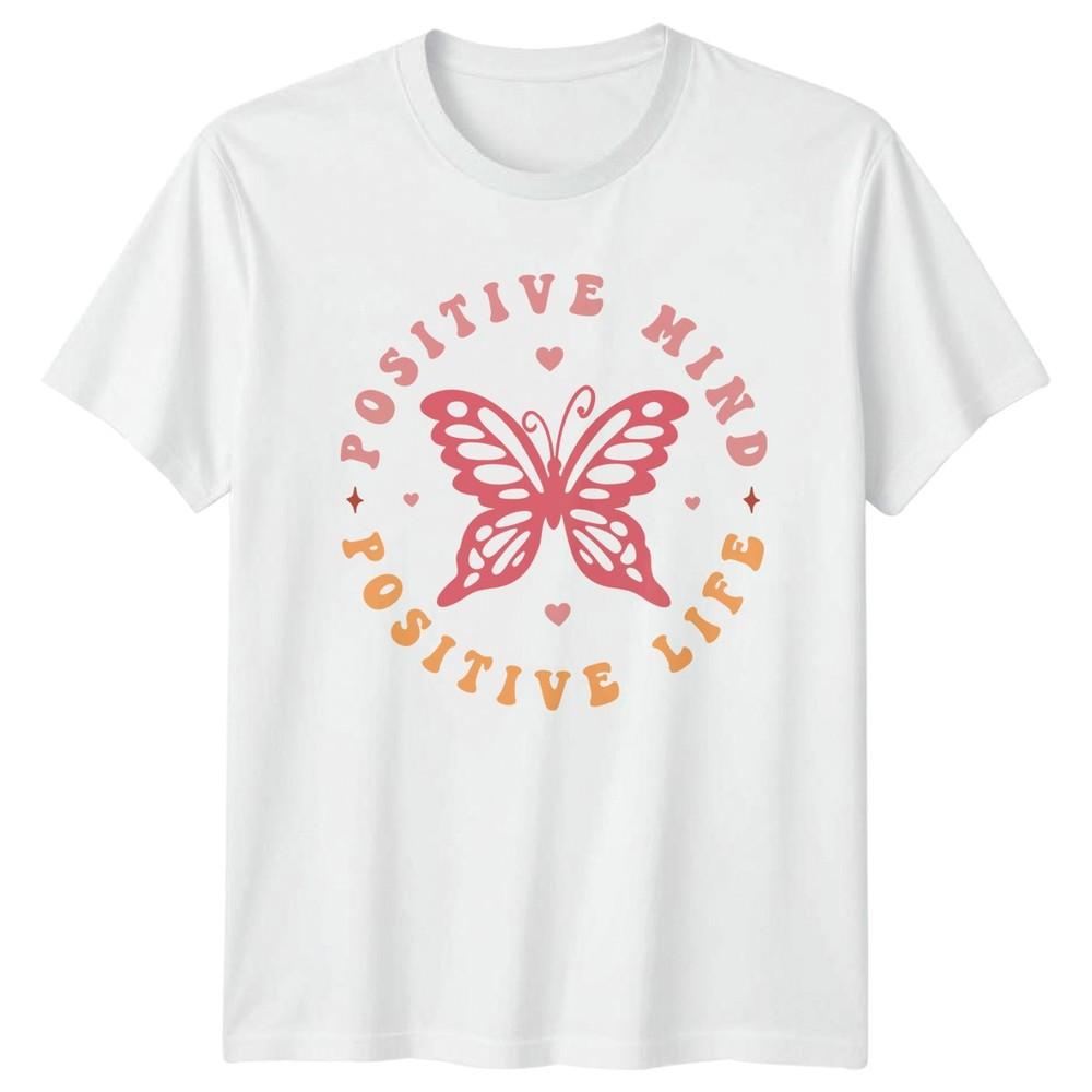 Positive Mind Positive Life Unisexs TShirt Butterfly Art Inspirational Lifestyle