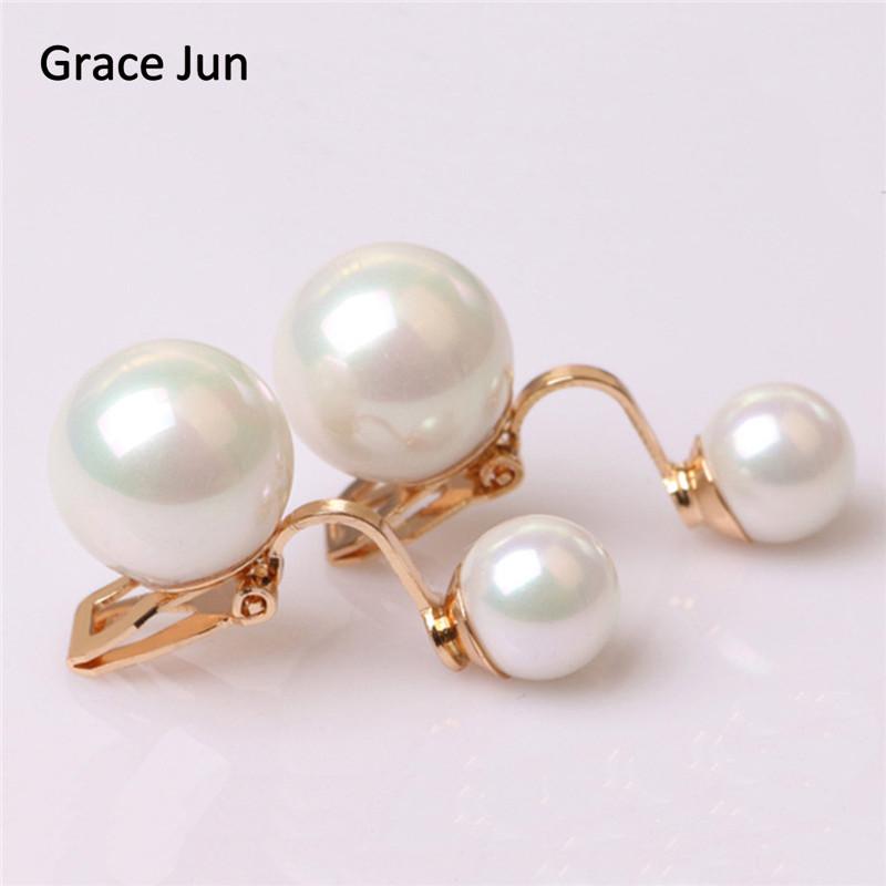 2 цвета, новые серьги-клипсы с двойным искусственным жемчугом без пирсинга для женщин, свадебные роскошные свадебные серьги