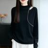 Early Autumn New Semi-high-neck Knitted Sweater, Long-sleeved Off-the-shoulder, Diamond-encrusted Design Base Layer Top