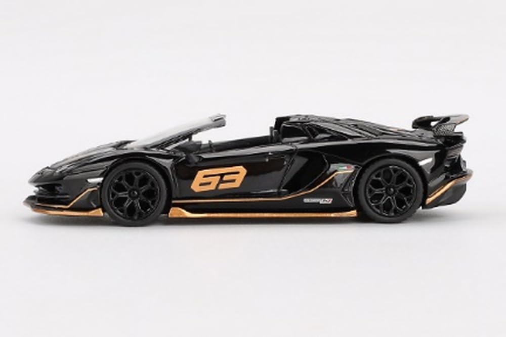 MINI GT Scale Lamborghini Aventador SVJ 63 Roadster Nero Aldebaran Black Finished Product 1/64 (Left-Hand Drive)