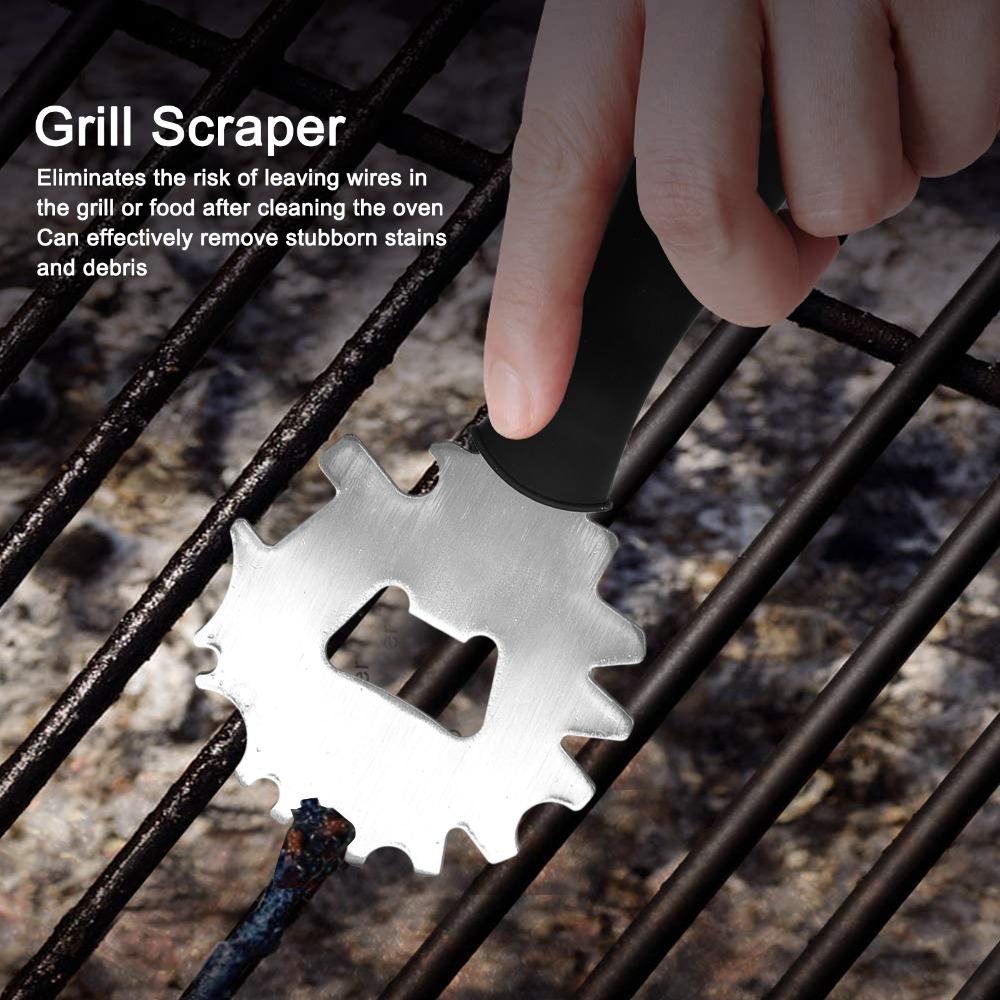 Stainless Steel Barbecue Scraper Bristle Free Bottle Opener Reusable BBQ Grill Scraper Outdoor