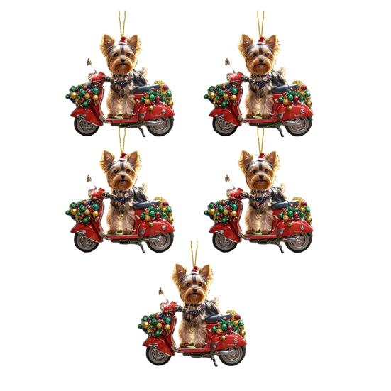 Рождественское украшение для машины в виде собаки, 2D плоская акриловая подвеска, шарм для зеркала заднего вида, реалистичный щенок, декор для поездок на машине, подарок для любителя щенков