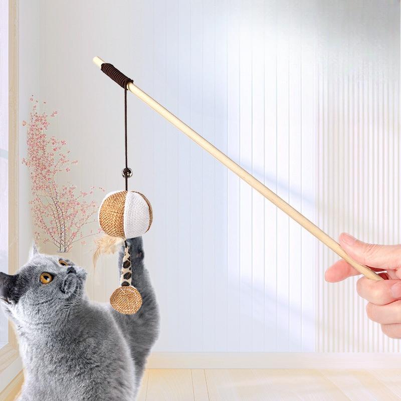 Игрушки для кошек, Деревянные ручки, Палочки-дразнилки для кошек, Эластичные веревки, Ткань из хлопка и льна, Колокольчики с перьями, Интерактивные игрушки для кошек, Игрушки-дразнилки для кошек