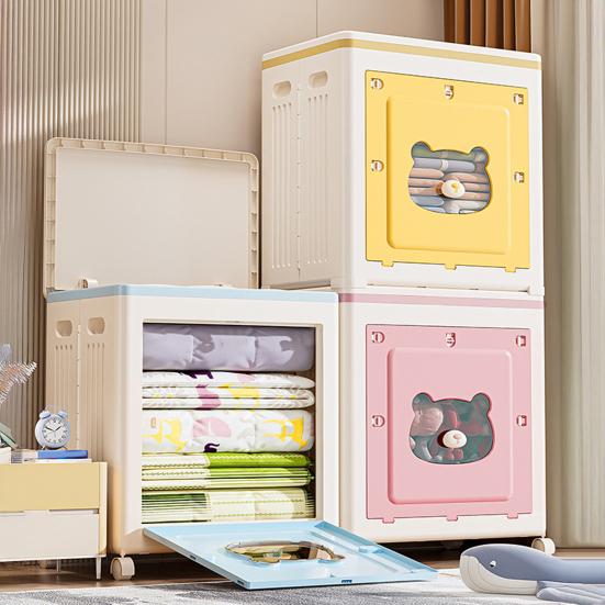 Штабелируемый контейнер для хранения с крышкой Складной ящик для хранения с дверцей и колесиками Складной органайзер на колесиках