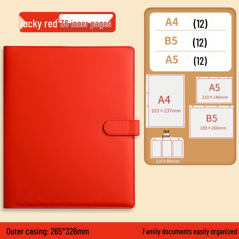 A4B5 Family Document Organizer: Loose-leaf Binder for Tickets, Certificates, Pregnancy & Postpartum Check-up File Management