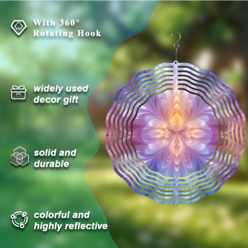 10 Inch Bohemian Mandala Wind Chime No Battery Needed with 360 Degree Rotating Hook for Garden Patio Decor Perfect Holiday Gift for Family