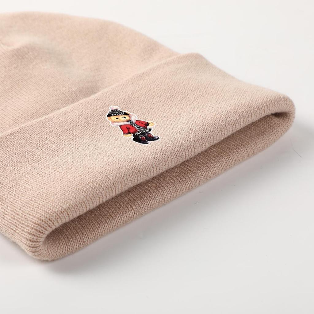 Теплая вязаная шапка с медведем, шапка с черепом животного, универсальная мягкая простая вязаная шапка с помпоном