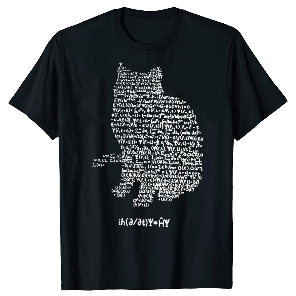 Maxwell Cat Quantum Mechanics Equation Theory T Shirts Physics and Mathematics Math Funny Cat Tshirt Oversized Men Europe Size