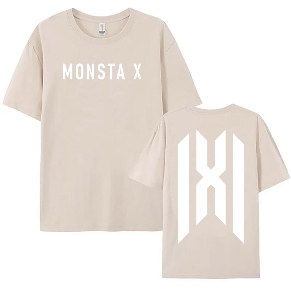 MONSTA XX Корейская группа Дизайн логотипа Футболка Круглый вырез Летняя с коротким рукавом Женские футболки Унисекс Уличная мода Хлопок Женские футболки
