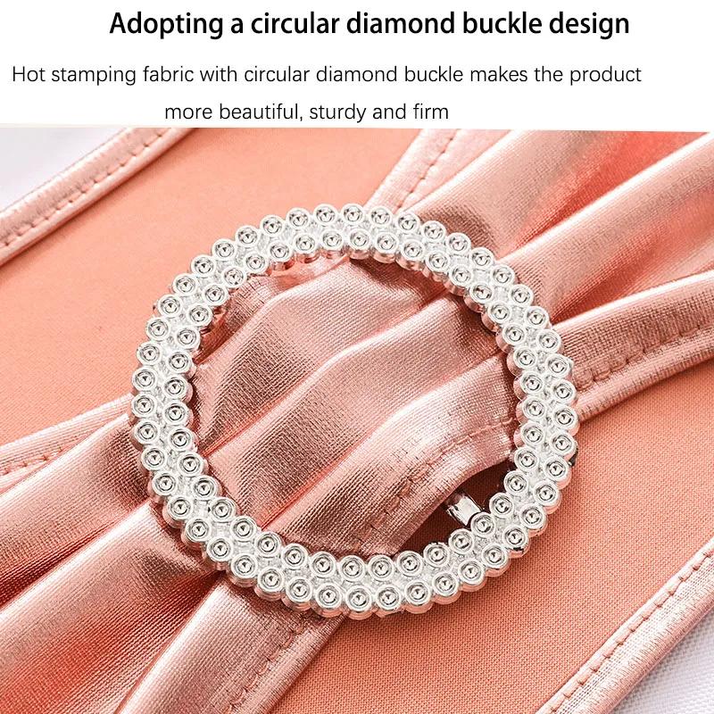 50pcs/Lot Metallic Gold Silver Chair Bands Wedding Chair Decoration Spandex Chair Sashes Bow For Party Event Hotel Banquet Home