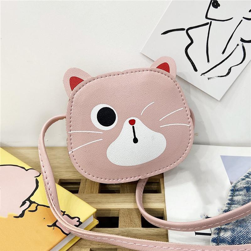 Baby Girls PU Leather Small Shoulder Crossbody Bags Cute Cat Kids Coin Purse Wallet Fashion Children's Mini Handbags