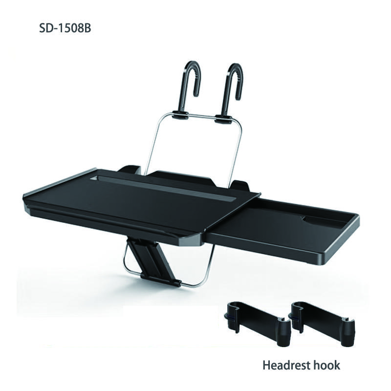 2 In 1 Foldable Car Computer Rack With Drawer Shelf Car Steering Wheel Seat Back Laptop Tray Food Drink Table Holder Stand