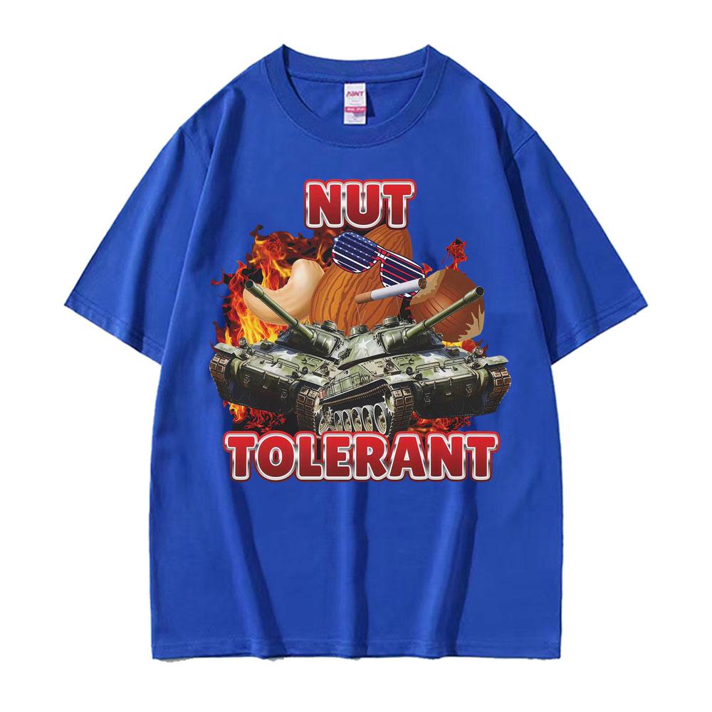 Nut Tolerant Funny Goofy Ahh Meme Tshirts Unisex High Street Vintage Short Sleeve T Shirt Men Summer Fashion Oversized Tees
