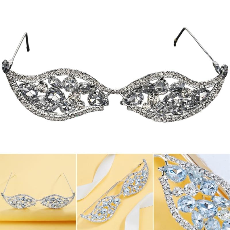 Оправа для очков со стразами без линз, блестящее украшение для лица, хрустальная оправа для очков для женщин, девочек, оправа для солнцезащитных очков