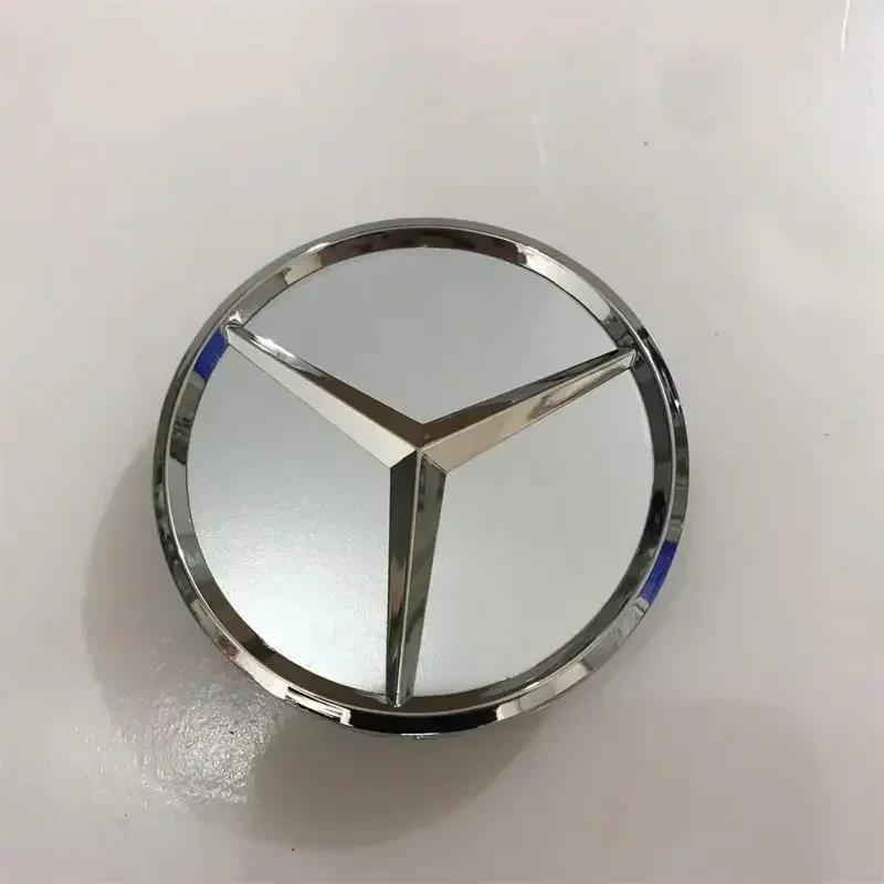 BVZ1 Car Sticker 4PCS/Set 75mm Universal Mercedes-Benz 75mm Black and Silver AMG Hubcap Center Cap Upgrade Wheel Hub Cover