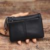 Мини-портмоне из натуральной кожи, маленький кошелек для мужчин и женщин, коричневый, винтажный, Повседневный, маленькая сумка для кредитных карт, карман на молнии, сумка для ключей NASVA