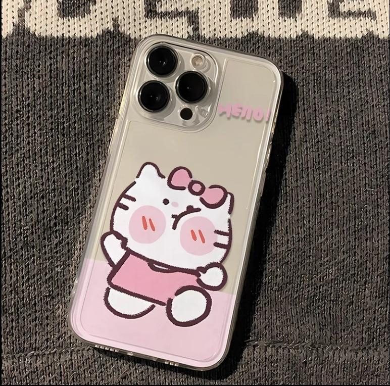 Бутылочка-чехол Hello Kitty подходит для чехла мобильного телефона Apple 15PROMAX iPhone14 новый 13 противоударный 12 мягкий чехол 11