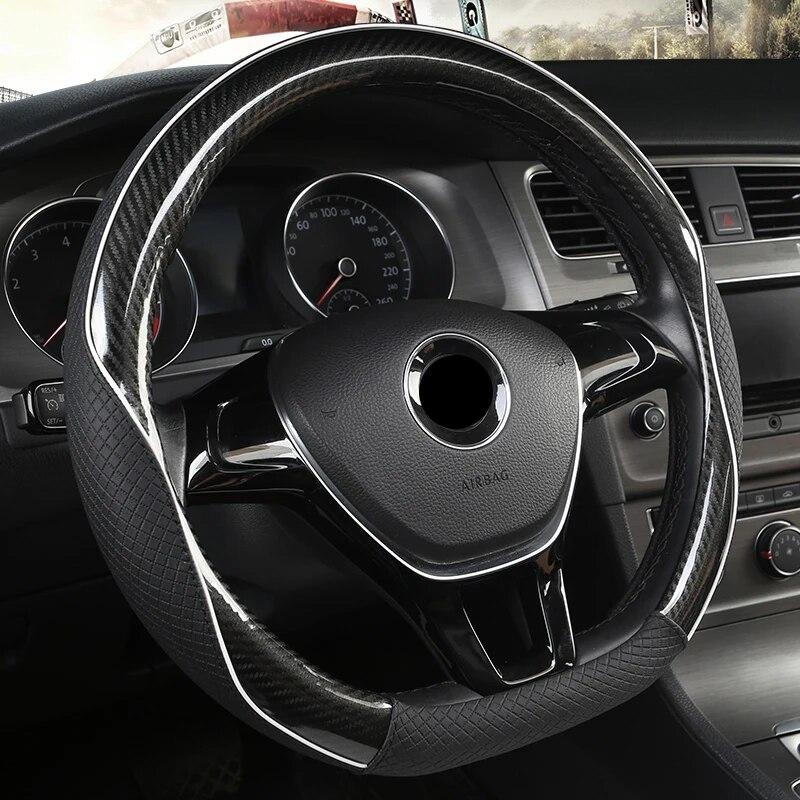 D-образный чехол на руль из кожи + углеродного волокна для VW GOLF 7 2015 POLO JATTA Suzuki Swift Nissan Rogue 2017 2018