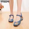 Ethnic Style Embroidered Shoes with Raised Fabric Shoes Inside Ventilation Anti Slip Cow Tendon Bottom Spring and Summer