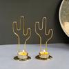 European Cactus Shape Metal Candle Holder Iron Tealights Candle Stand Round Candlesticks Vintage Desktops Decorations