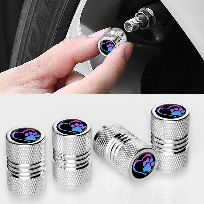 4 шт. универсальные автомобильные колеса, колпачки для воздушного клапана, крышки DIY, для собак, кошек, в форме сердца, наклейки в стиле аниме, аксессуары для автомобилей, автомобилей, мотоциклов, грузовиков, велосипедов