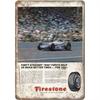 Жестяная табличка Firestone Race Car Винтажный Декор Ретро Авто Реклама Мужская Пещера Настенное Искусство