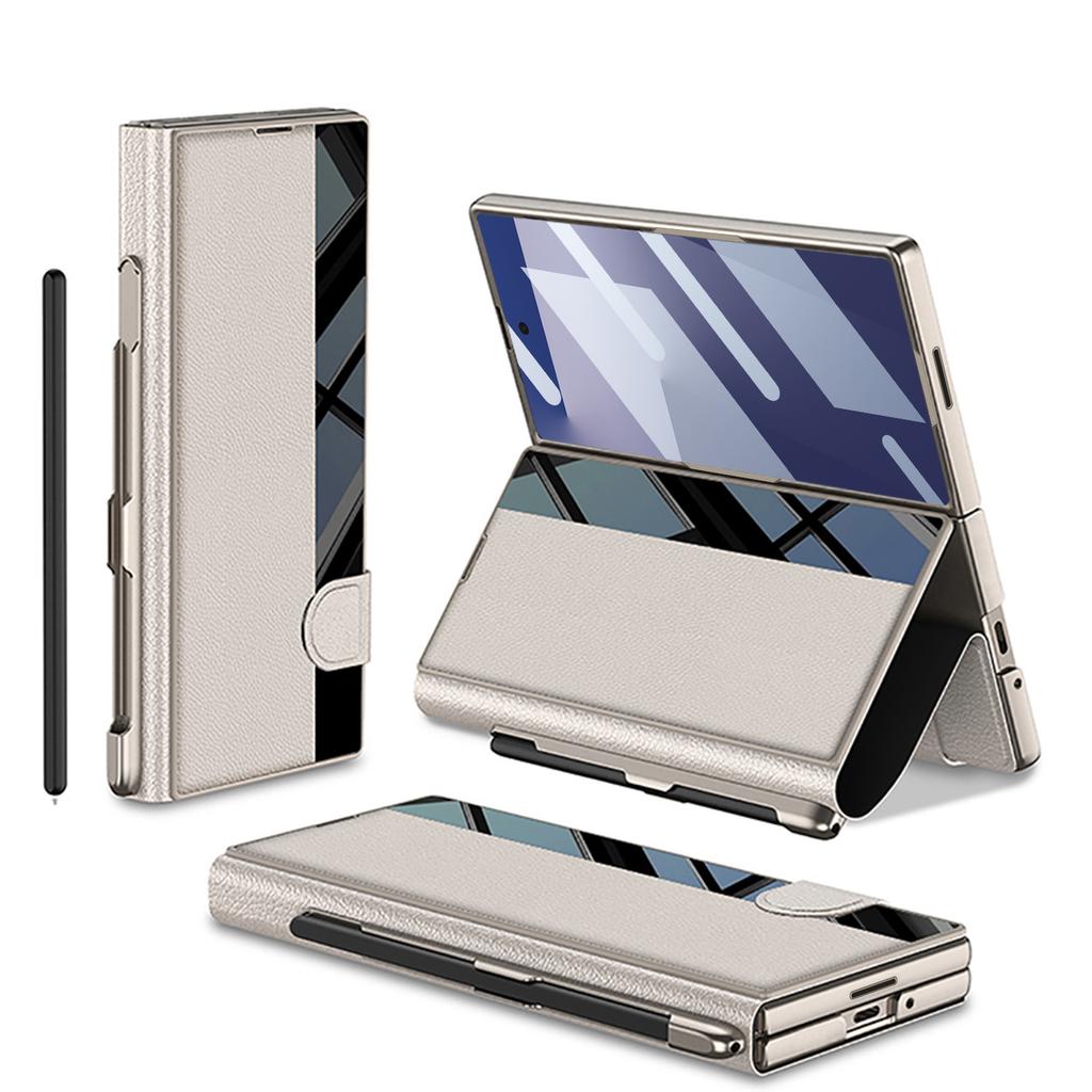 Чехол для мобильного телефона Samsung ZFold7, деловой, складной экран, ZFold6, откидная крышка, пленка, интегрированный слот для ручки, кожаный чехол