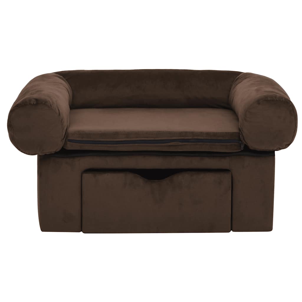 Dog Sofa with Drawer Brown 75 x 50 x 38 cm Plush
