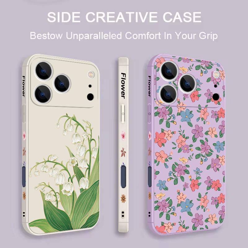 Чехол-шнурок с узором из синих цветов для iPhone 17 Pro Max Funda iPhone 16 15 14 13 Pro Max 11 16E 17E Мягкая силиконовая крышка